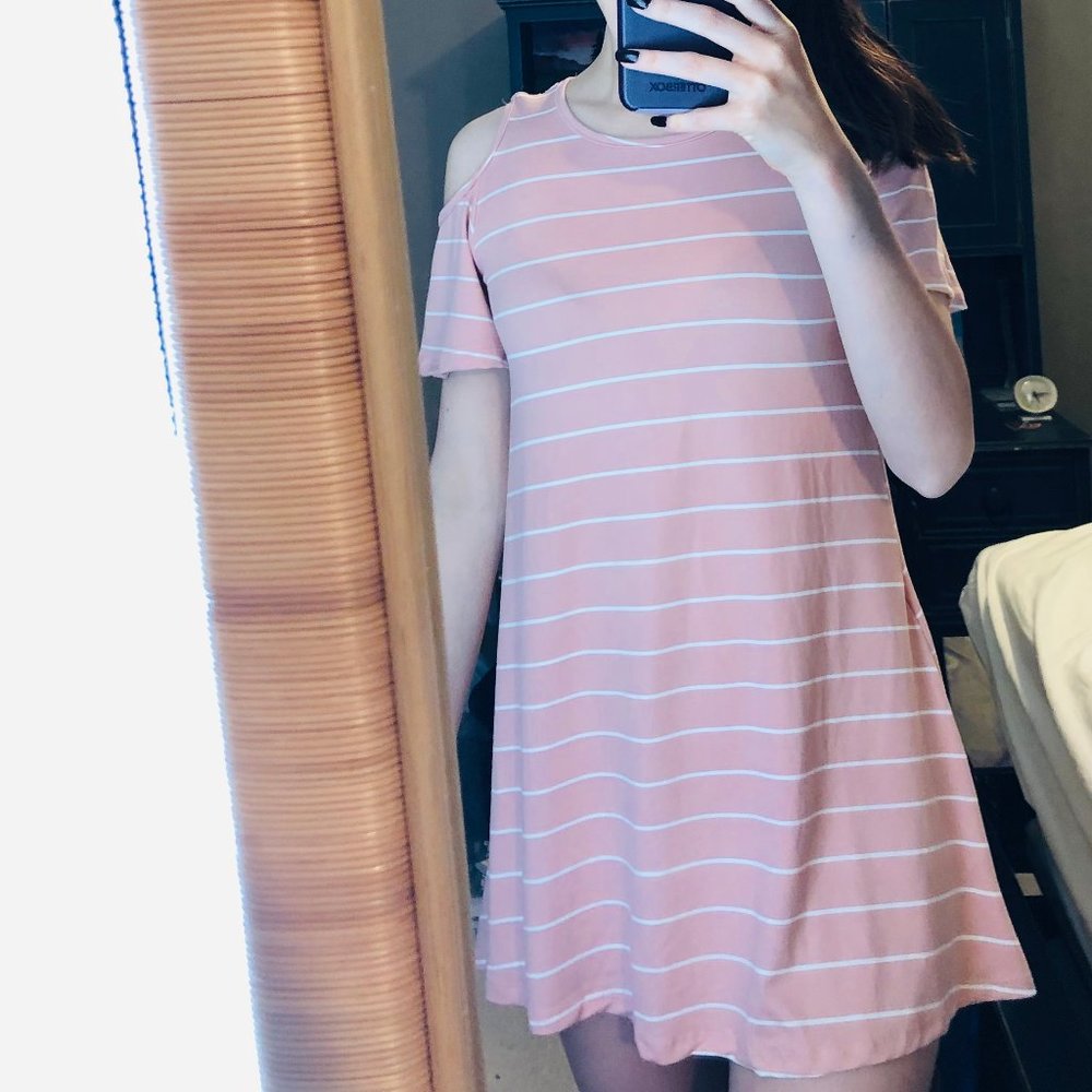 Pink and White Stripe Short Summer Dress